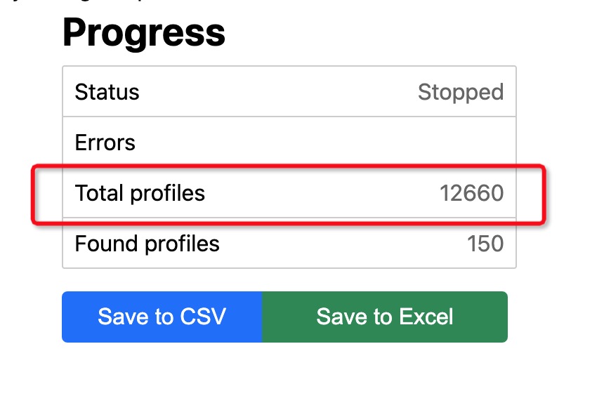 IG Exporter - progresso de exportação de seguidores